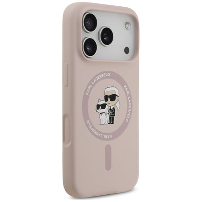 Coque MagSafe pour Apple iPhone 18 Pro Max / 17 Pro Max, Karl Lagerfeld, Silicone Ring Karl & Choupette, rose