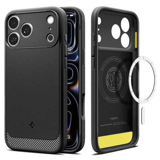 Coque MagSafe pour Apple iPhone 18 Pro Max / 17 Pro Max, Spigen, Rugged Armor, Noir Mat ACS12109