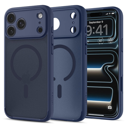Coque MagSafe pour Apple iPhone 18 Pro Max / 17 Pro Max, Spigen, Ultra Hybrid, Bleu Marine Satiné ACS11918
