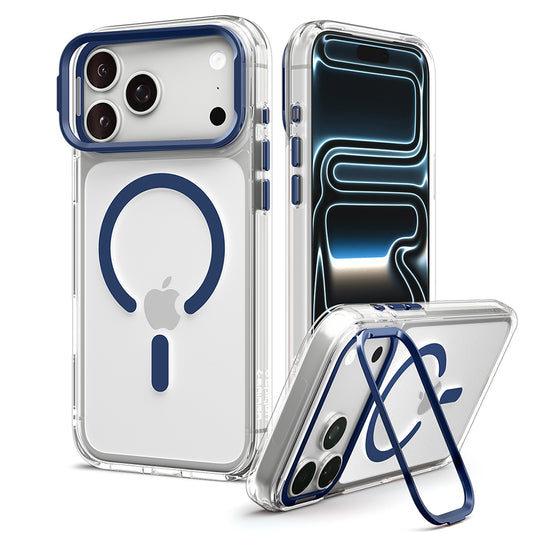 Coque MagSafe pour Apple iPhone 18 Pro Max / 17 Pro Max, Spigen, Ultra Hybrid Optik S, Transparent Bleu Marine ACS11909