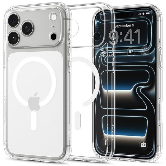 Coque MagSafe pour Apple iPhone 18 Pro Max / 17 Pro Max, Spigen, Ultra Hybrid, Transparente Blanche ACS12118
