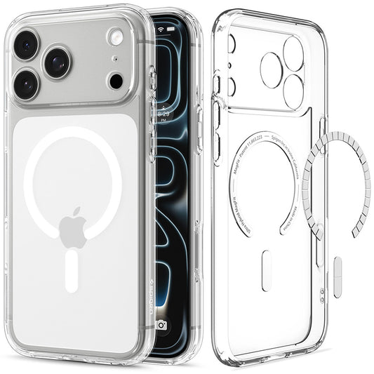 Coque MagSafe pour Apple iPhone 18 Pro Max / 17 Pro Max, Spigen, Ultra Hybrid, Transparente Blanche ACS12118