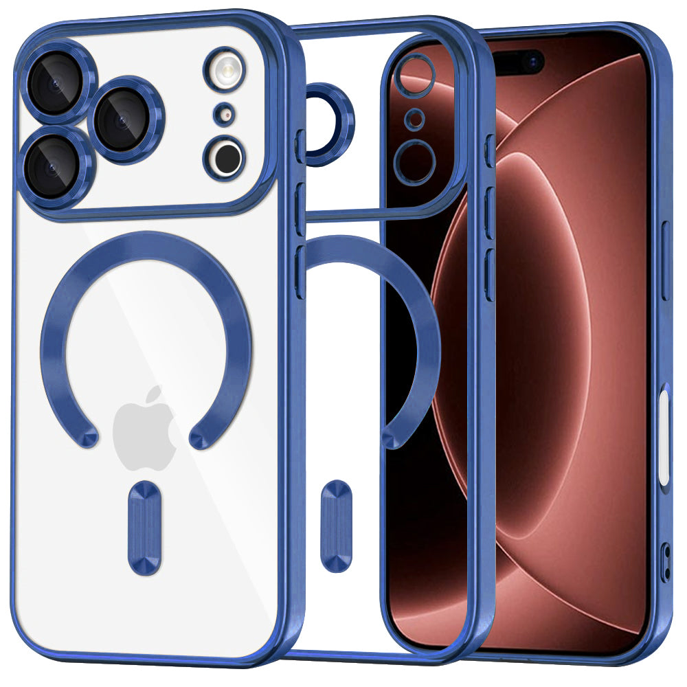 Coque MagSafe pour Apple iPhone 18 Pro Max / 17 Pro Max, Techsuit, Luxury Crystal, Bleu Foncé