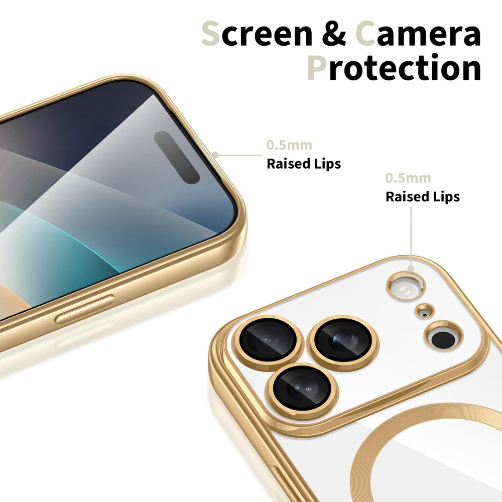 Coque MagSafe pour Apple iPhone 18 Pro Max / 17 Pro Max, Techsuit, Luxury Crystal, Dorée