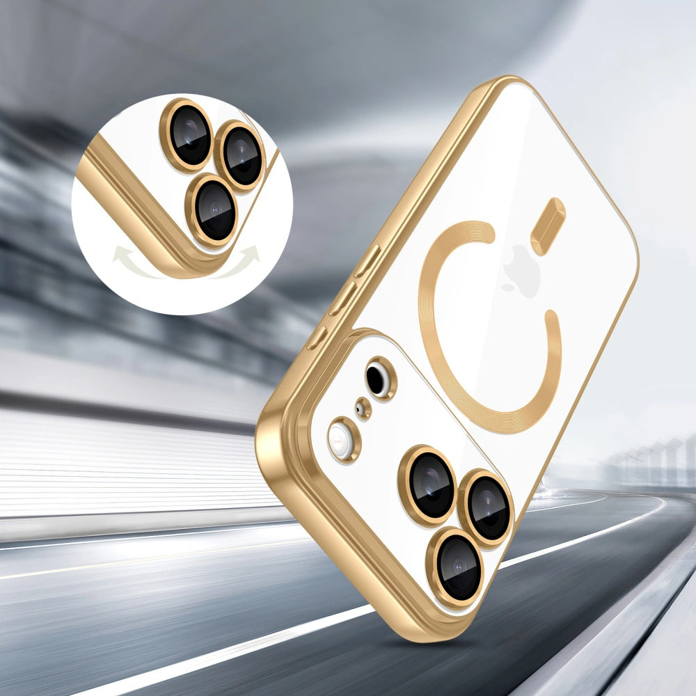 Coque MagSafe pour Apple iPhone 18 Pro Max / 17 Pro Max, Techsuit, Luxury Crystal, Dorée