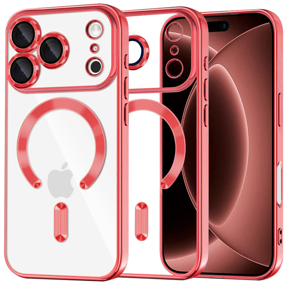 Coque MagSafe pour Apple iPhone 18 Pro Max / 17 Pro Max, Techsuit, Luxury Crystal, Rouge