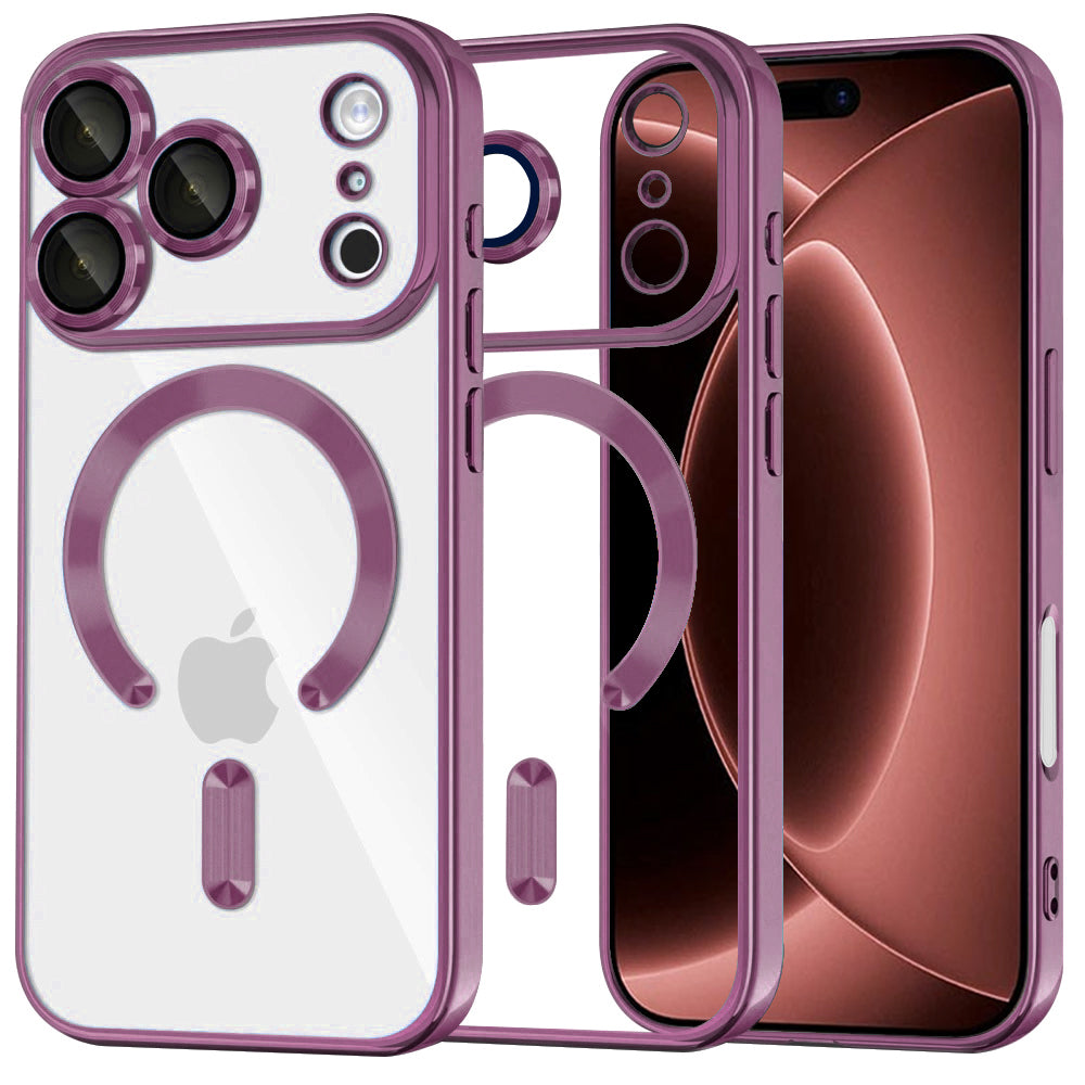Coque MagSafe pour Apple iPhone 18 Pro Max / 17 Pro Max, Techsuit, Luxury Crystal, Bordeaux Foncé