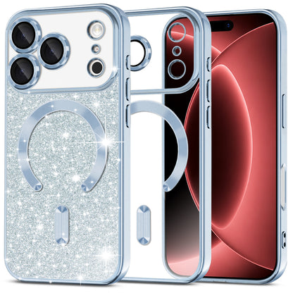 Coque MagSafe pour Apple iPhone 18 Pro Max / 17 Pro Max, Techsuit, Luxury Glitter, Bleu