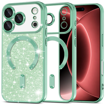 Coque MagSafe pour Apple iPhone 18 Pro Max / 17 Pro Max, Techsuit, Luxury Glitter, Vert Clair