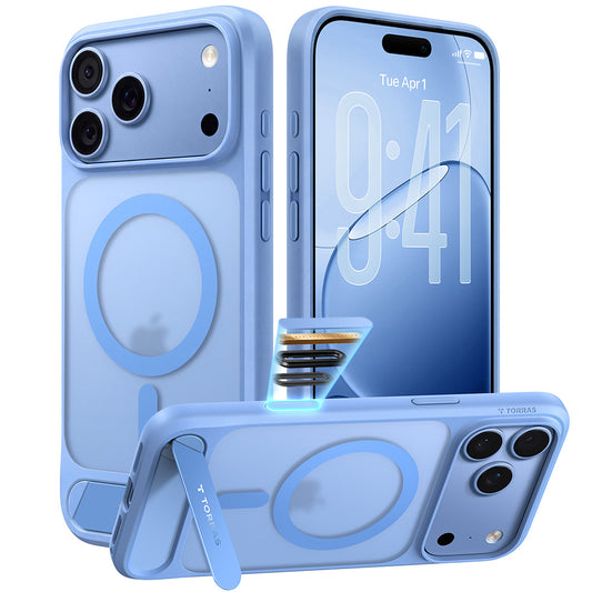 Coque MagSafe pour Apple iPhone 18 Pro Max / 17 Pro Max, Torras, Ostand L1 Guardian, Bleue