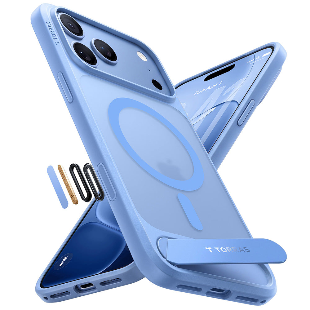 Coque MagSafe pour Apple iPhone 18 Pro Max / 17 Pro Max, Torras, Ostand L1 Guardian, Bleue