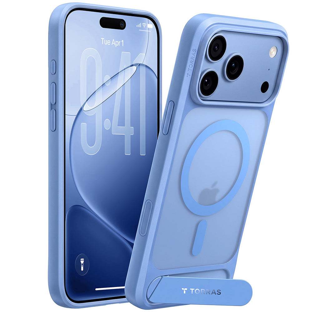 Coque MagSafe pour Apple iPhone 18 Pro Max / 17 Pro Max, Torras, Ostand L1 Guardian, Bleue