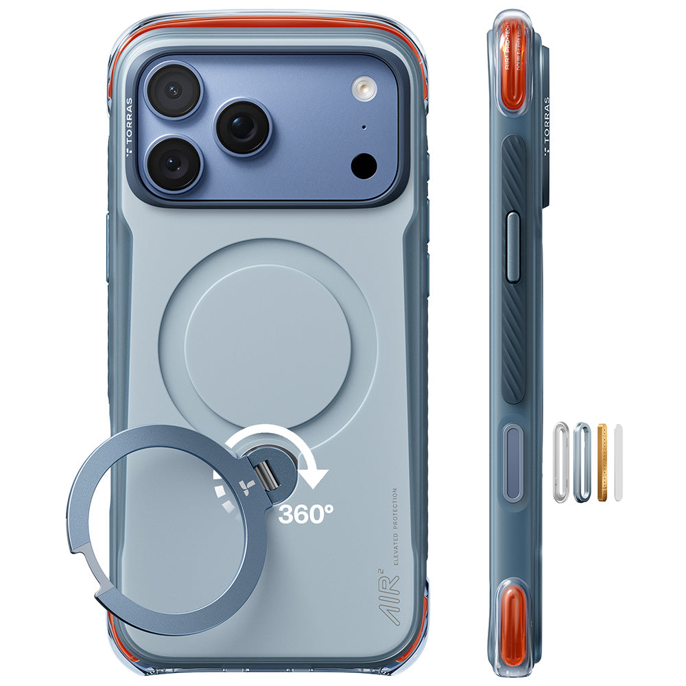 Coque MagSafe pour Apple iPhone 18 Pro Max / 17 Pro Max, Torras, Ostand Q3 Air Pro, Bleu
