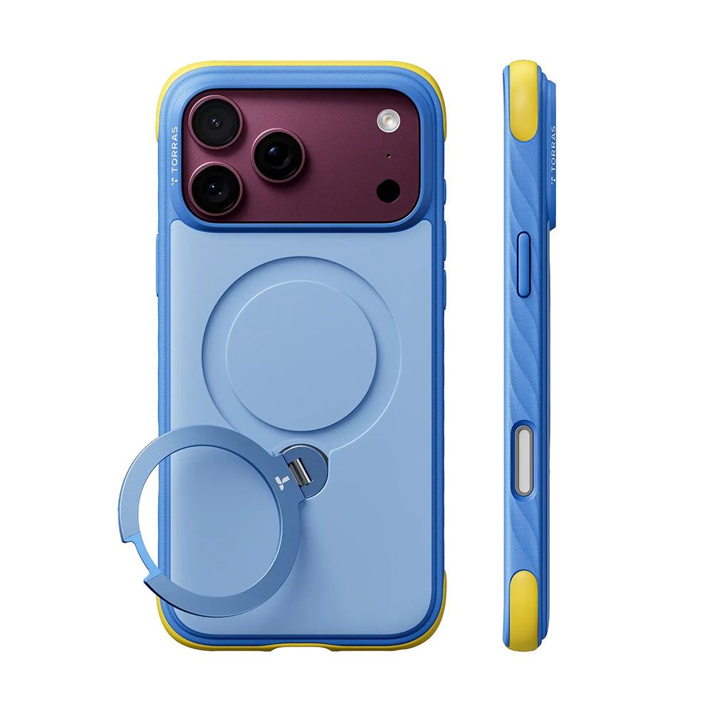 Coque MagSafe pour Apple iPhone 18 Pro Max / 17 Pro Max, Torras, Ostand Q3 Rugged, Bleu