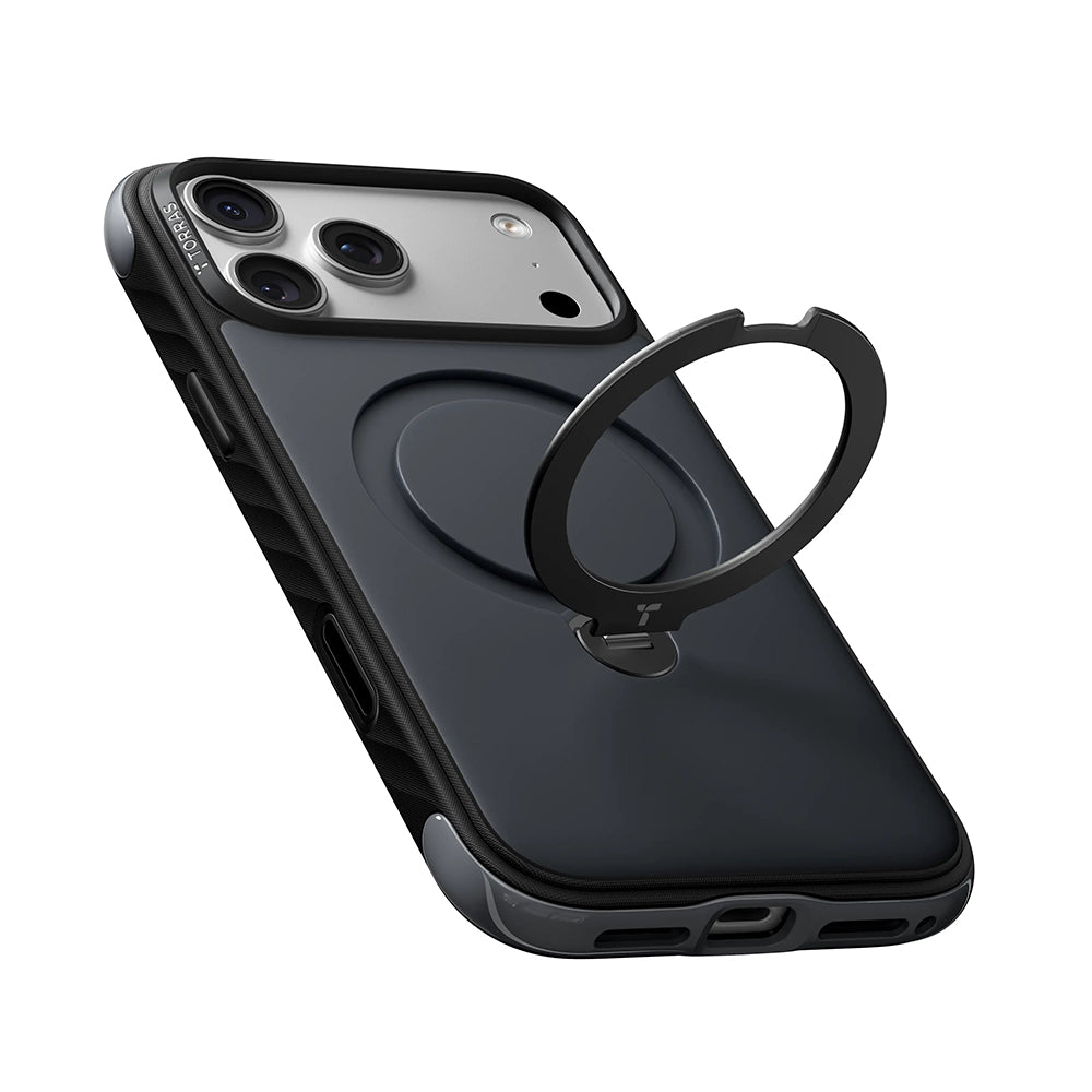 Coque MagSafe pour Apple iPhone 18 Pro Max / 17 Pro Max, Torras, Ostand Q3 Rugged, Noire