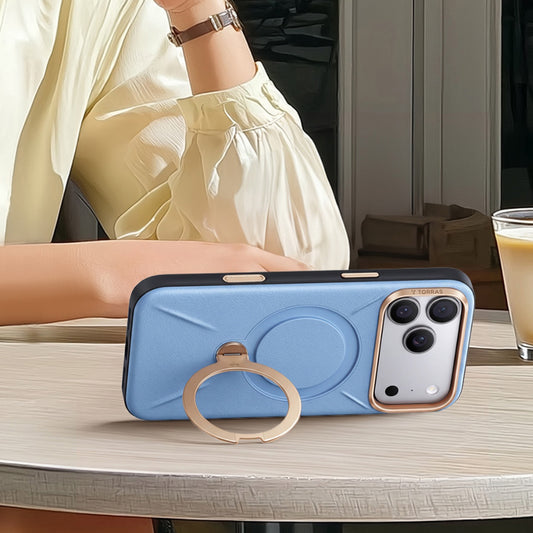Coque MagSafe pour Apple iPhone 18 Pro Max / 17 Pro Max, Torras, Cuir QPRO, Bleue