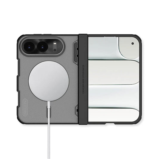 Coque MagSafe pour Apple iPhone Duo, Nillkin, Super Frosted Shield, noire transparente satinée