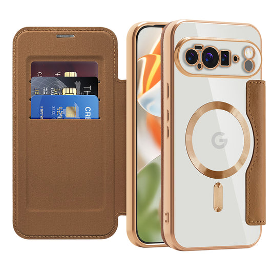 Coque MagSafe pour Google Pixel 10 Pro XL, Techsuit, SmartMag Book, Marron