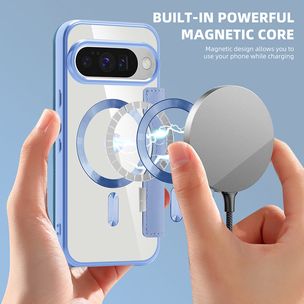 Coque MagSafe pour Google Pixel 10 Pro XL, Techsuit, SmartMag Book, Bleu