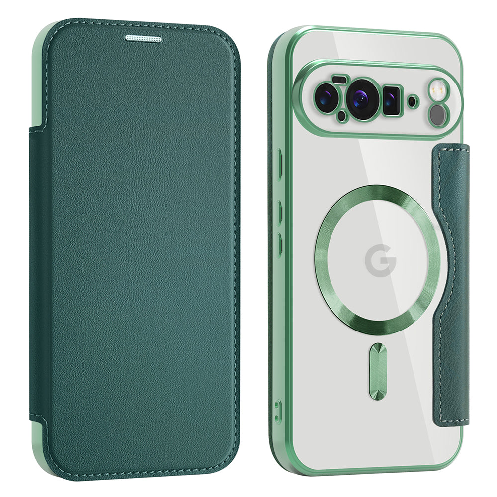 Coque MagSafe pour Google Pixel 10 Pro XL, Techsuit, SmartMag Book, Vert