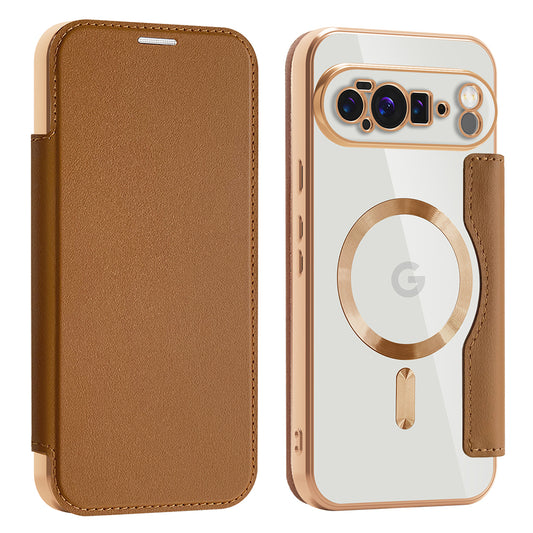 Coque MagSafe pour Google Pixel 10 Pro XL, Techsuit, SmartMag Book, Marron