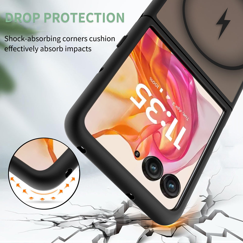 Coque MagSafe pour Motorola Razr 70 Plus / Razr 50 Ultra, Techsuit, PureFrost, Noir Satiné