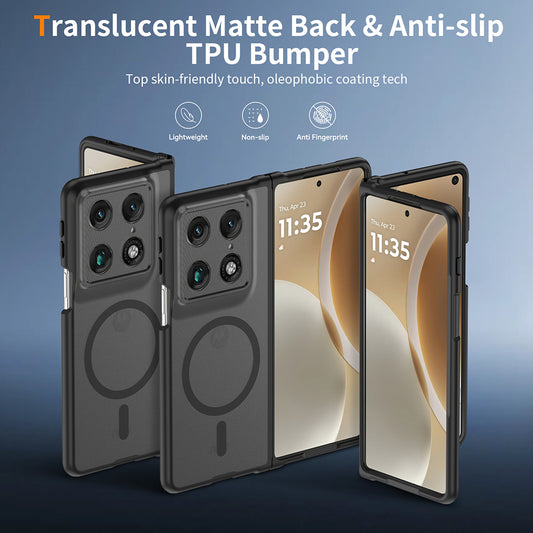 Coque MagSafe pour Motorola Razr Fold, Techsuit, PureFrost, Noir Satiné