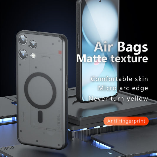 Coque MagSafe pour Nothing Phone (3a) Lite, Techsuit, PureFrost, Noir Satiné