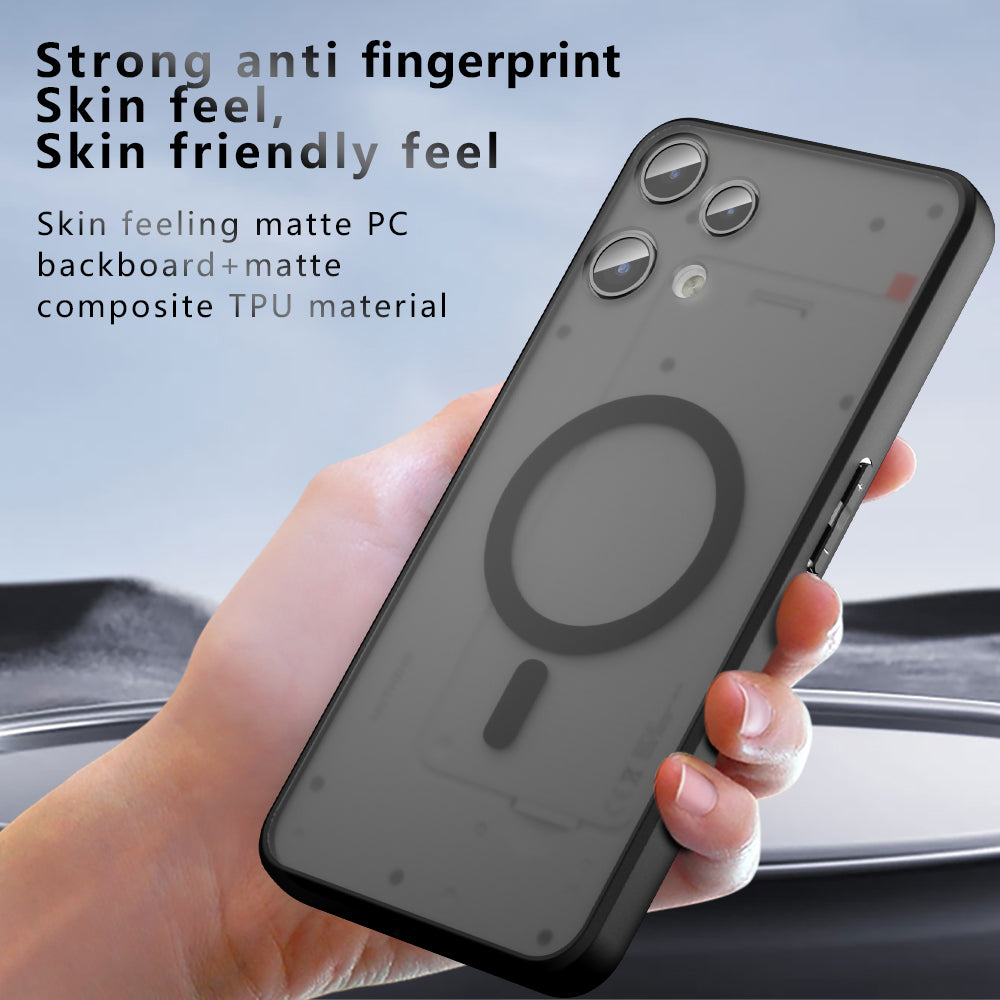 Coque MagSafe pour Nothing Phone (3a) Lite, Techsuit, PureFrost, Noir Satiné
