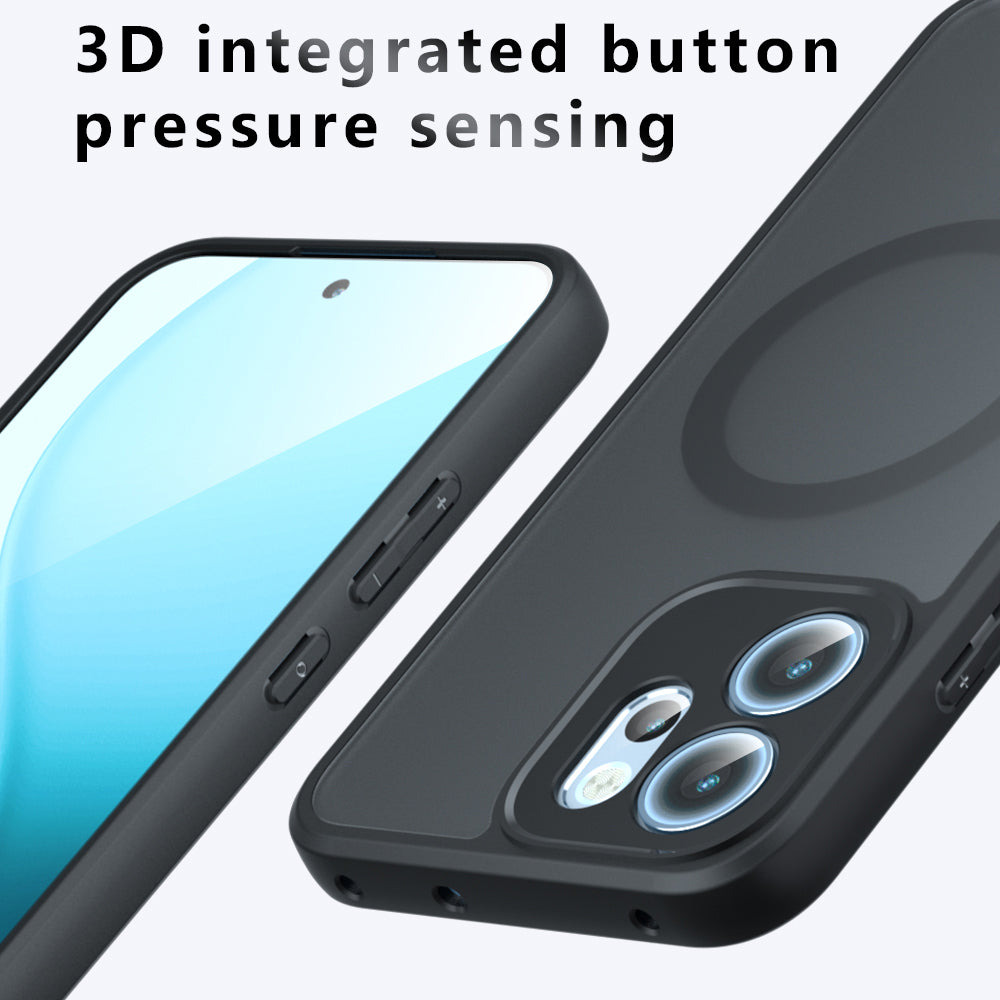 Coque MagSafe pour Oppo Reno14 FS 5G / Reno14 F, Techsuit, PureFrost, Noir Satiné