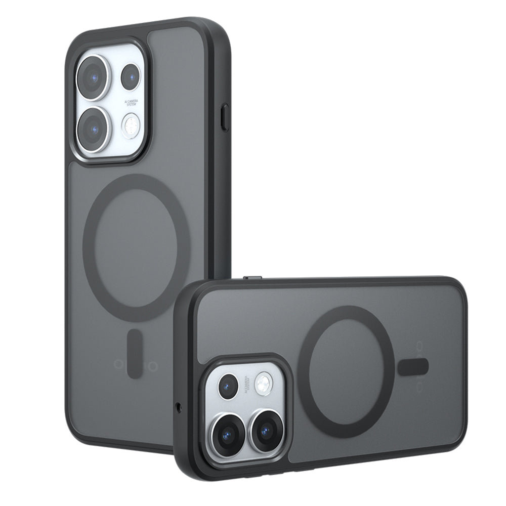 Coque MagSafe pour Oppo Reno16 Pro, Techsuit, PureFrost, Noir Satiné