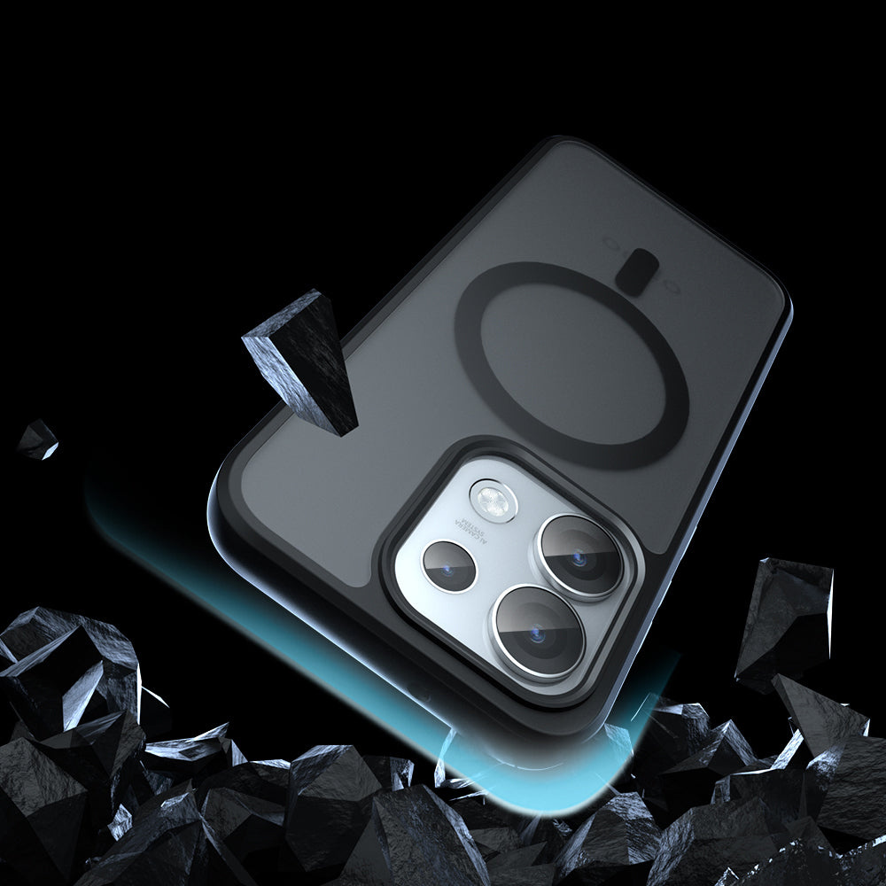 Coque MagSafe pour Oppo Reno16 Pro, Techsuit, PureFrost, Noir Satiné