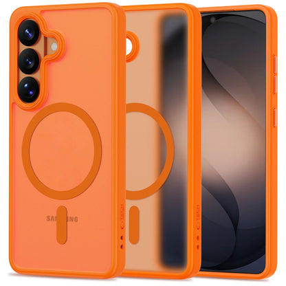 Coque MagSafe pour Samsung Galaxy S26 S942, Tech-Protect, Magmat, Orange Mat