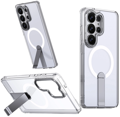 Coque MagSafe pour Samsung Galaxy S26 Ultra S948, Hybrid Armor, X avec support, Transparente