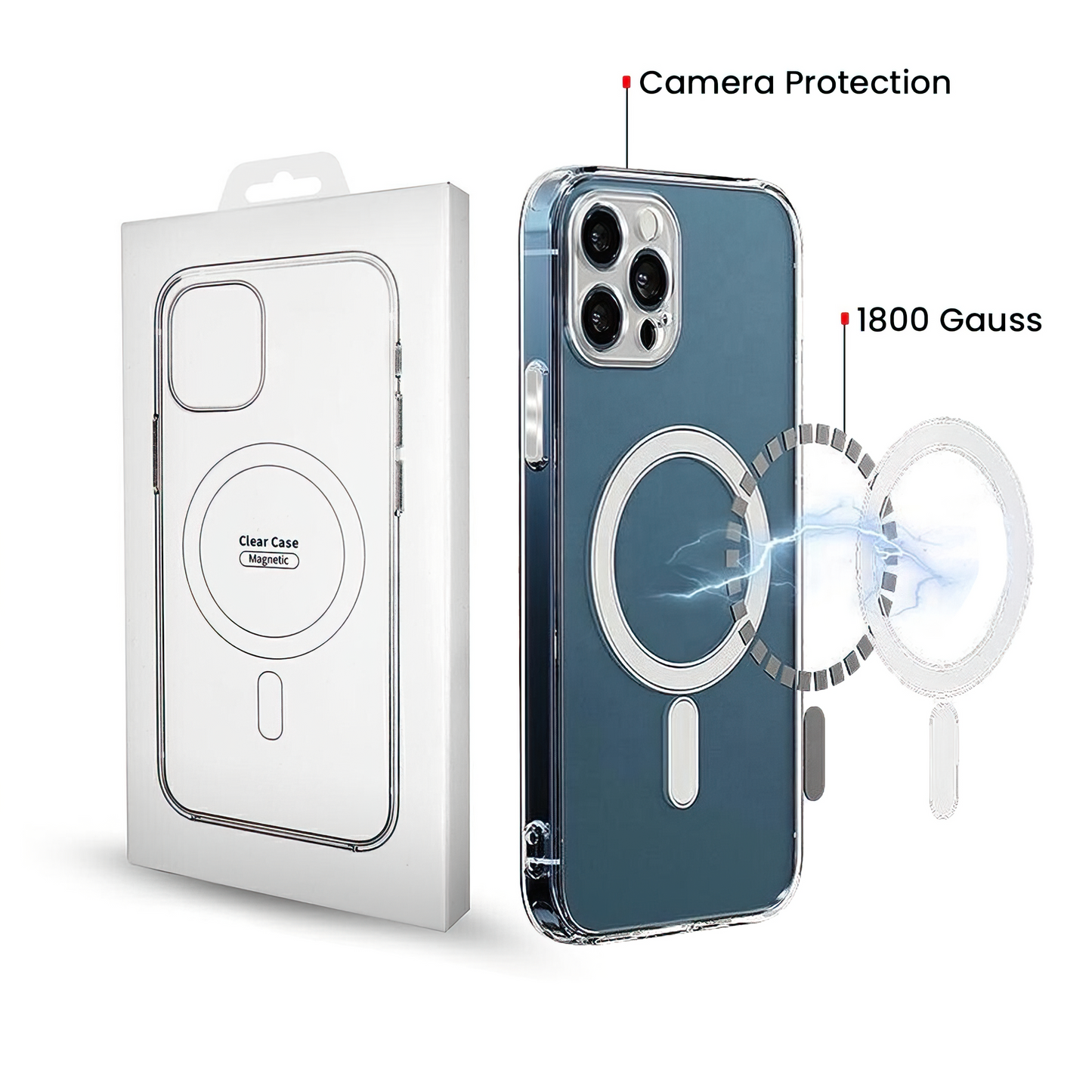 Coque MagSafe pour Samsung Galaxy A57 5G, OEM, 1800 Gauss, Transparente