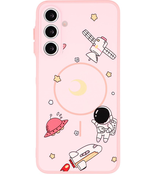 Coque MagSafe pour Samsung Galaxy A16 5G A166 / A16 4G A165, OEM, Astronaute Cartoon, Rose