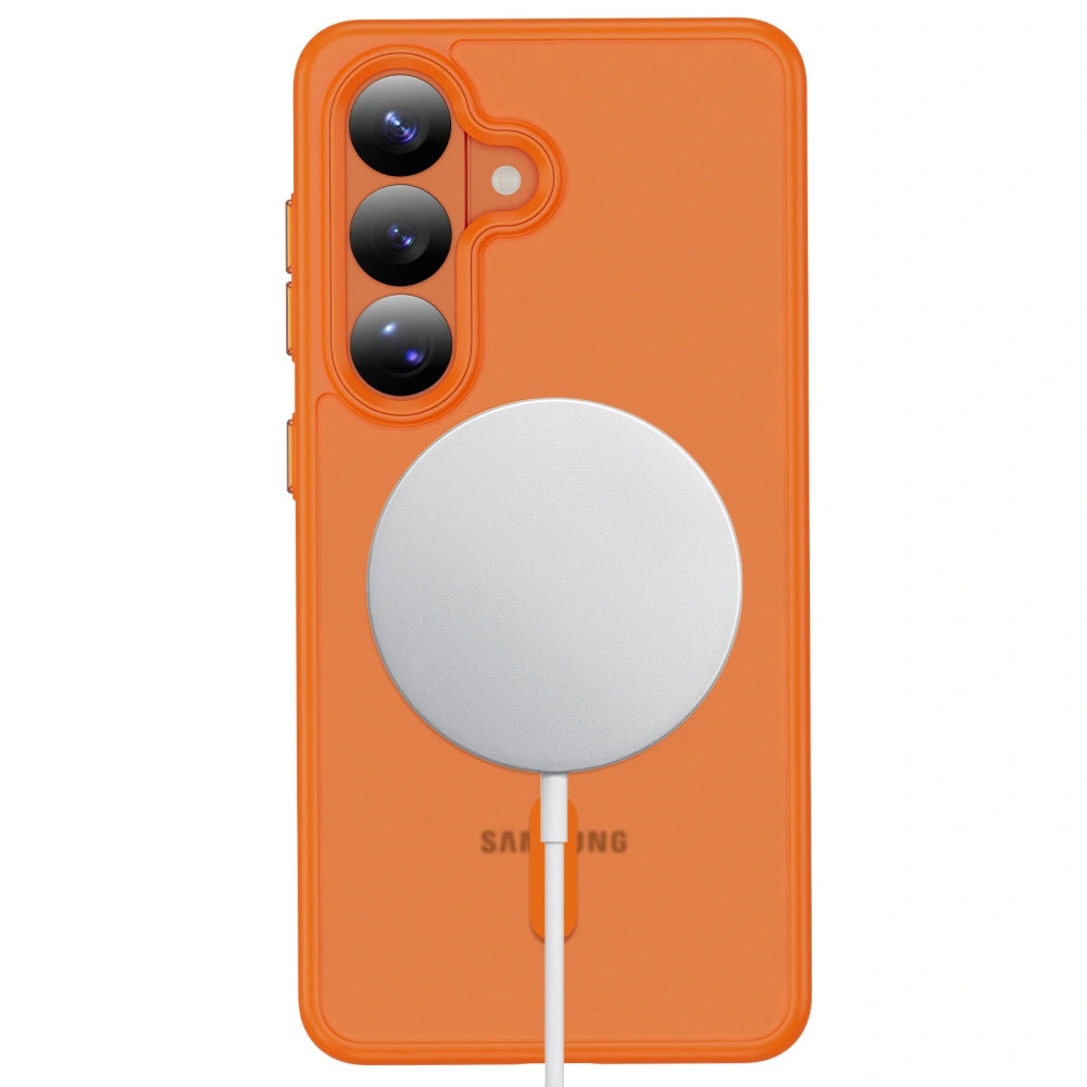 Coque MagSafe pour Samsung Galaxy S26 S942, Tech-Protect, Magmat, Orange Mat