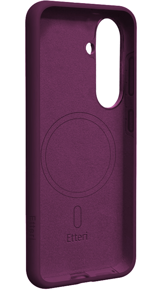 Coque MagSafe pour Samsung Galaxy S26 S942, Etteri, Silicone Mag, Bordeaux