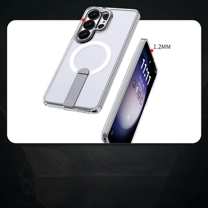 Coque MagSafe pour Samsung Galaxy S26 S942, Hybrid Armor, X avec support, Transparente