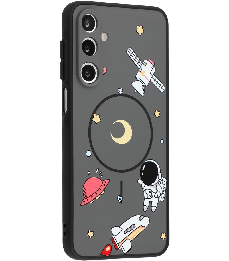Coque MagSafe pour Samsung Galaxy A16 5G A166 / A16 4G A165, OEM, Astronaute Cartoon, Noire