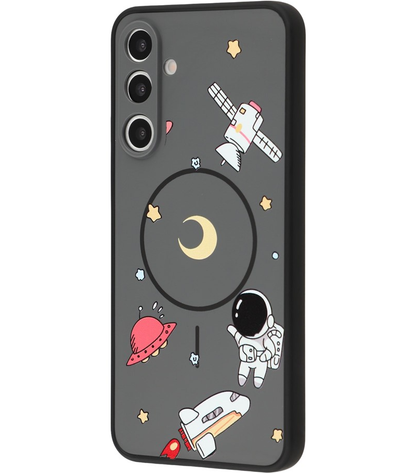 Coque MagSafe pour Samsung Galaxy S25 Ultra S938, OEM, Astronaute Cartoon, Noire