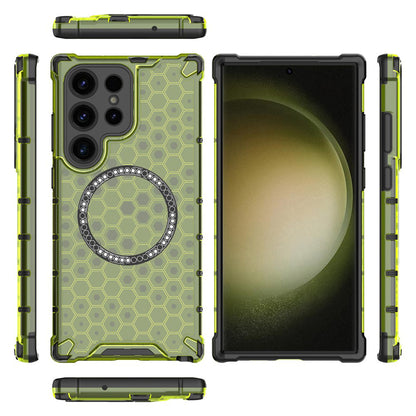Coque MagSafe pour Samsung Galaxy S25 Ultra S938, Techsuit, HoneyComb Shield, Vert