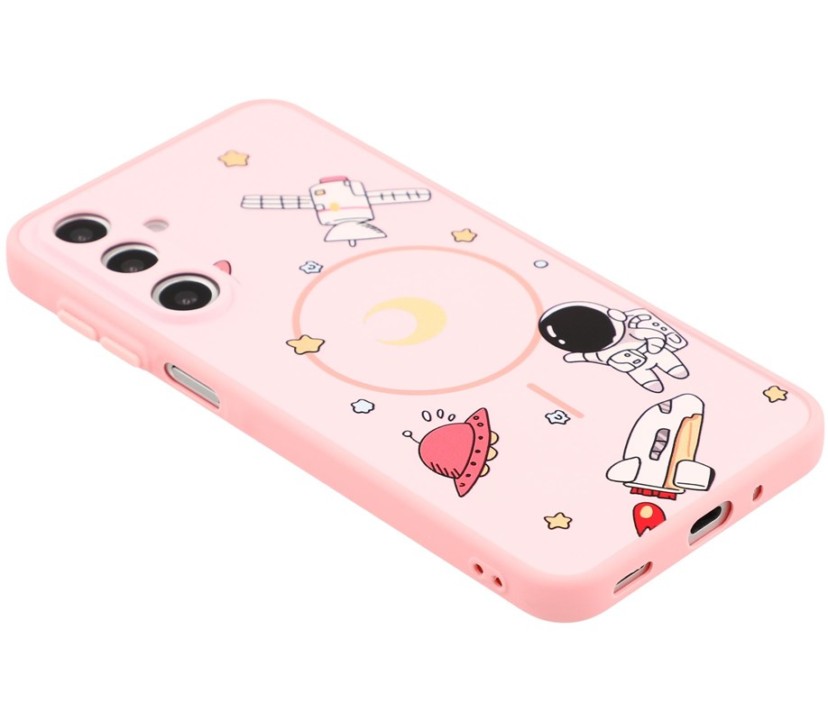 MagSafe Case for Samsung Galaxy A16 5G A166 / A16 4G A165, OEM, Cartoon Astronaut, Pink