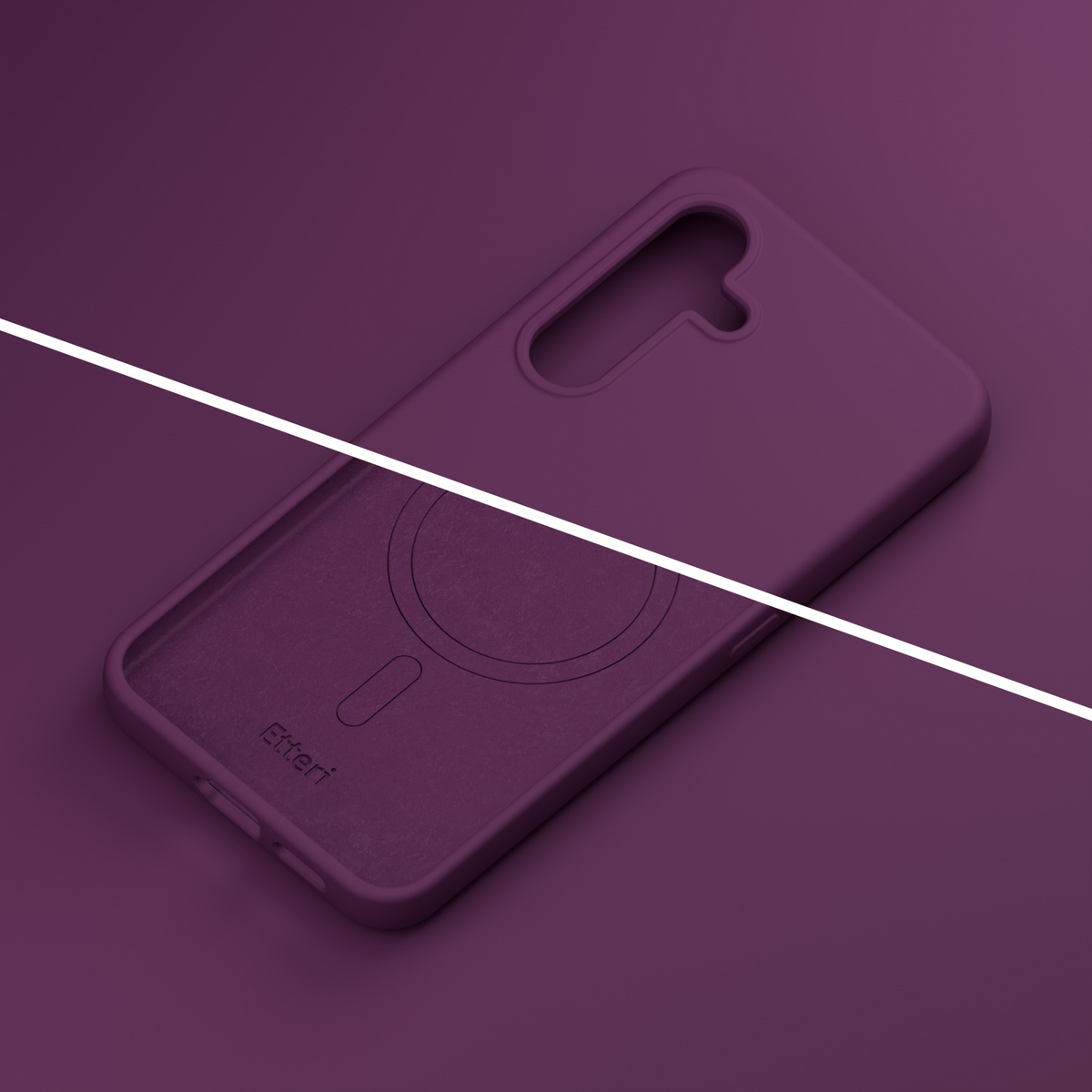 Coque MagSafe pour Samsung Galaxy S25 S931, Etteri, Silicone Mag, Bordeaux