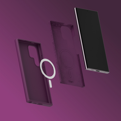 Coque MagSafe pour Samsung Galaxy S26 Ultra S948, Etteri, Silicone Mag, Bordeaux