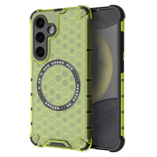 Coque MagSafe pour Samsung Galaxy S25 S931, Techsuit, HoneyComb Shield, Vert