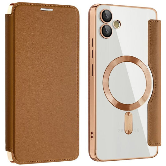 Coque MagSafe pour Samsung Galaxy A05 A055, Techsuit, SmartMag Book, Marron