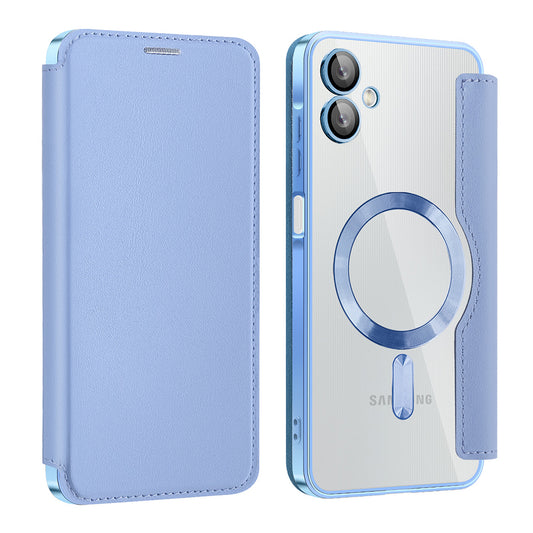 Coque MagSafe pour Samsung Galaxy A06 A065, Techsuit, SmartMag Book, Bleu