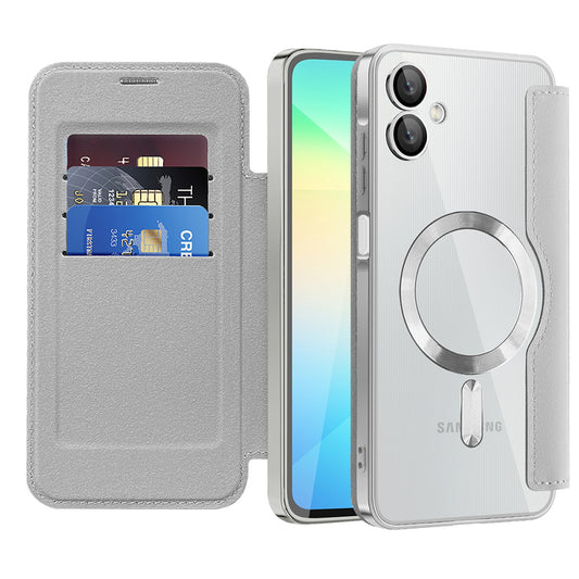 Coque MagSafe pour Samsung Galaxy A06 A065, Techsuit, SmartMag Book, Gris