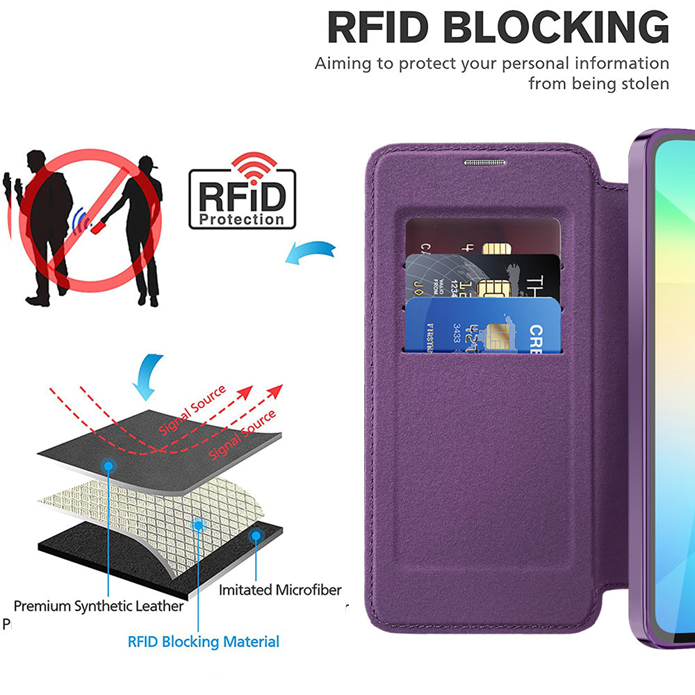 Coque MagSafe pour Samsung Galaxy A06 A065, Techsuit, SmartMag Book, Violet